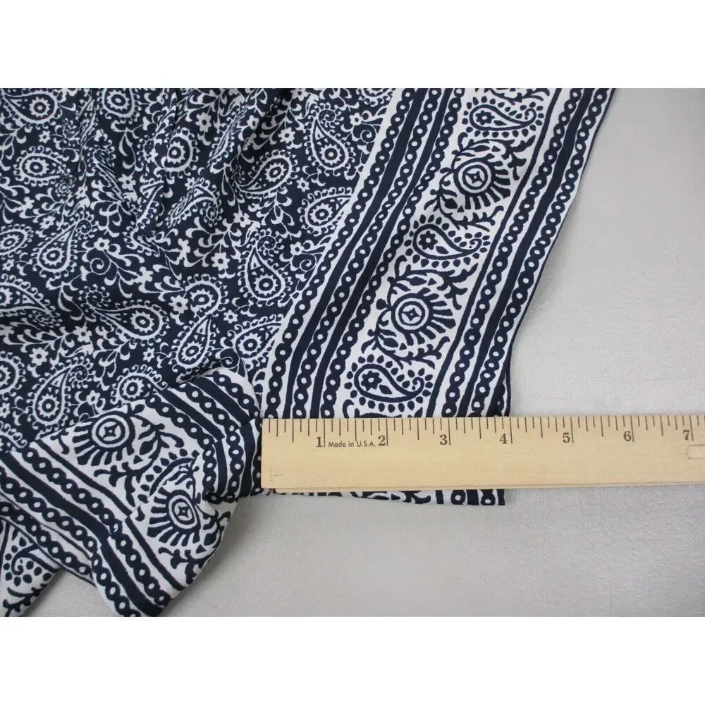 Ann Taylor LOFT Romper Womens 00P Blue Paisley Shorts Roll Tab Top XSP XS Petite - Picture 12 of 16